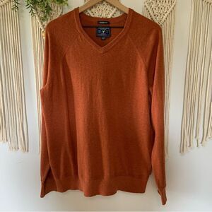 AMERICAN EAGLE Men’s Seriously Soft Classic Fit Orange V-Neck Sweater Size XL